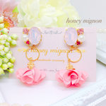 大ぶり♡オパールビジュー タッセルピアス/イヤリング pink