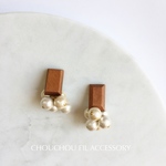 wood×pearl earring②