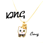 王様★KING★王冠★オッドアイ★猫★ネックレス★白猫