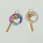【再販】紫陽花色リング×バー　ピアス/イヤリング 　キラキラ♡　ゆらゆら♡　夏色♡　浴衣にも♡