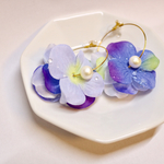 【6月SALE】雫滴る♡紫陽花の花びらフープピアス/イヤリング