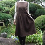 ★SALE★リネン　ノースリーブドレス　ブラウン