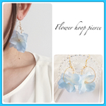 新色♡ライトブルー♡フラワーフープピアス♡ノンホールピアス