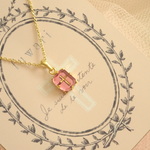 Vintage Glass Cabochon necklace（ピンク）