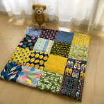  * ラプセニ *　 92cm×92cm 大きな四角つなぎのパッチワークマット　ラグ　インテリア　 puu015