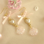 ♡シェルとハートのリボンピアス♡