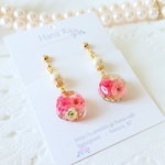 かすみ草♡ガラスカットイヤリング／ピアス(PINK)