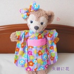 Ａ・矢絣に花薄紫*兵児帯 ヌイグルミ用浴衣セット（シェリーメイＳサイズモデル）