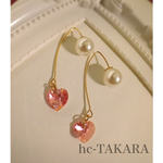 スワロフスキー パールキャッチ付きピアス ライトローズAB