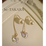 スワロフスキー パールキャッチ付きピアス クリスタルAB