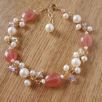 インカローズとパールのブレスレット