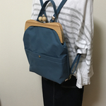 【受注制作】帆布の木製口金がま口リュック
