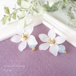 フロストフラワー&カルセドニー ビジューピアス/イヤリング 