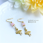 ピンクカルセドニー フラミンゴピアス*°