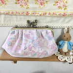 花柄シフォン りすのがま口ギャザーポーチ