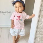 80㎝〜100㎝•ピンク＊隠れラビットお名前Tシャツ