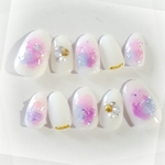 オーロラ塗りかけネイル Pink×Shell