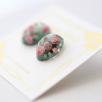 minne限定・グリーンのオーバルピアス・イヤリング【受注生産】