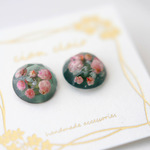 minne限定・グリーンのサークルイヤリング