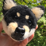 羊毛フェルト がま口 　 黒柴