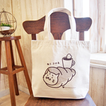 猫トートバッグA4帆布 白