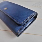 ＊セール＊イタリアンショルダー＊革の長財布＊ブルー＊手縫い＊ロングウォレット＊