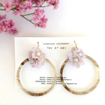 【 ピクニックベイビー 】lavender お花のマーブルフープ イヤーアクセサリー