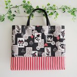 ＊ラミネート＊シルエットアリス×赤ストライプ　レッスンバッグ