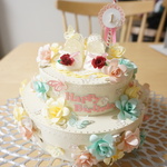受注製作♡誕生日の記念撮影に♪お花のバースデーケーキ♪