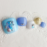 RUNA♪フットネイル16♡ブルーシェルブローチネイルチップ