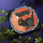 原画●走る猫（ハチワレ、黒猫）のイラスト●壁掛け●絵●絵画●アート