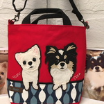 ｍさまオーダー品・うちのわんこお散歩ショルダートートバッグ