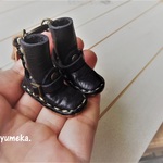 ＊革のミニエンジニアブーツ＊キーホルダー＊バッグチャーム＊黒＊