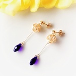再販×16♪アイオライトとワイヤーボールのロングイヤリング/ピアス