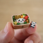 わっぱに入ったパンダ弁当　8分の1サイズ