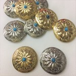 丸型ターコイズ色石入りコンチョ