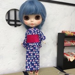 ネオブライス用浴衣　ブルーモザイク