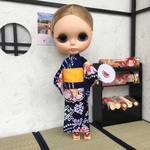 ネオブライス用浴衣　紺浴衣地