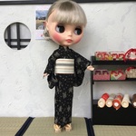 ネオブライス用浴衣　黒レースフラワー