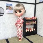ネオブライス用浴衣　赤い花