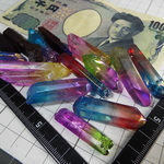 《5種セット♪》天然水晶氷柱加工品♪バイカラー♪チタンコーティング/チタニウムコーティング♪通し穴あり♪ビーズ加工済み♪メイドインUSA：アメリカ産♪00925