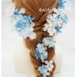 結婚式ヘアパーツ♡青ヘアパーツ青ヘッドドレス青髪飾り水色ヘアパーツ水色髪飾り