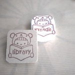 ◾3×3◾ｷｸﾞﾙﾐ「library」「図書館」けしごむはんこ