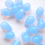 【チェコビーズ】ドロップビーズ(大/9×6mm)　ライトサファイヤ(半透明/ミルキー系)/30ヶ