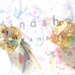 再販☆淡水パールとパステルの岩石ピアス