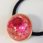 レッド！ミックスフラワー水晶ヘアゴム☆レジン