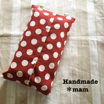 BOXティッシュカバー 赤ドット Handmade＊mam