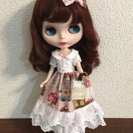 22センチドール ラブリーワンピース スイーツ柄 ピンク バッグ&リボン