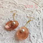 ゆれる貝殻パールピアス S（ローズピンク）
