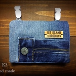 移動ポーチ デニム54 移動ポケット 革タグ